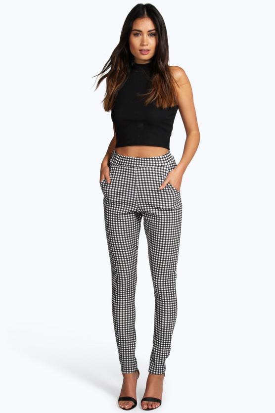 Catarina Monochrome Gingham Skinny Trousers